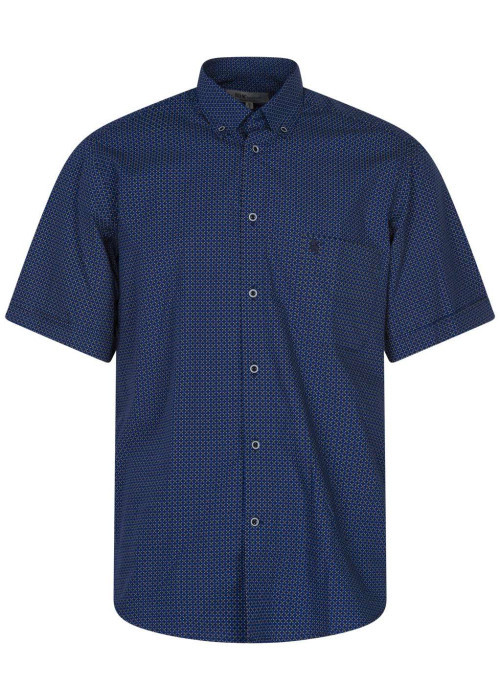 Chemise en coton marine imprimé avec une coupe droite et un col boutonné