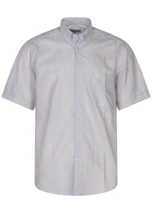 Chemise en coton blanche imprimé avec un col boutonné et une coupe droite