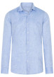 Thumbnail Chemise en lin et coton bleue chiné avec un col français et une coupe ajustée