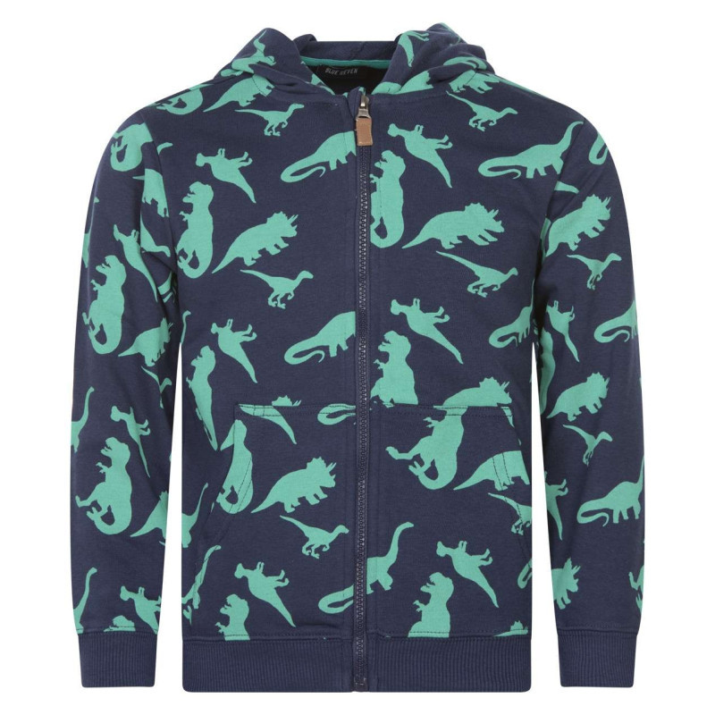 Blue Seven - Sweat Zippé En Coton Mélangé Marine Imprimé Avec Un Col à Capuche - Marine Blue Seven - Sweat Zippé En Coton Mélangé Marine Imprimé Avec Un Col à Capuche - Marine