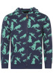 Thumbnail Sweat zippé en coton mélangé marine imprimé avec un col à capuche