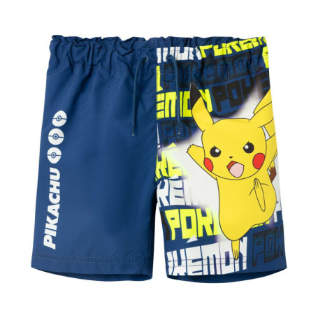 Short de bain bleu imprimé Pokémon avec...