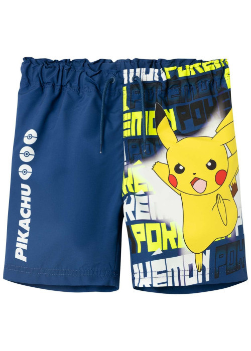 Short de bain bleu imprimé Pokémon avec personnage emblématique