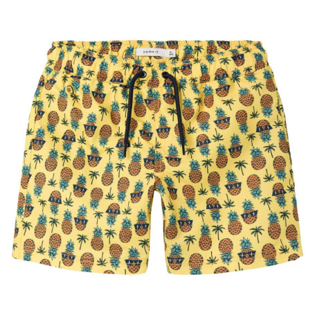Short de bain jaune imprimé ananas avec une...