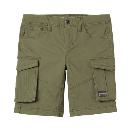 Short en coton kaki uni avec plusieurs poches...