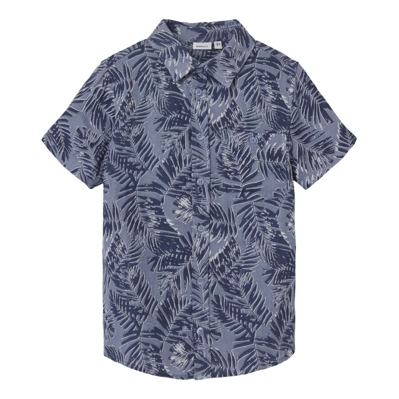Name It - Chemise En Coton Bleue Imprimée De Feuilles Avec Une Coupe Droite - Bleu Name It - Chemise En Coton Bleue Imprimée De Feuilles Avec Une Coupe Droite - Bleu