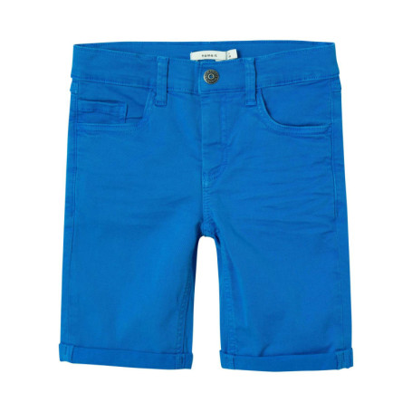 Short en coton bleu électrique uni avec une...