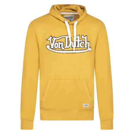 Sweat jaune uni avec une coupe droite et un col...