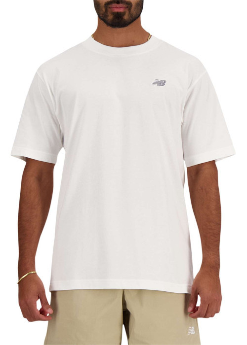 T-shirt en coton blanc uni avec une coupe droite et un col rond