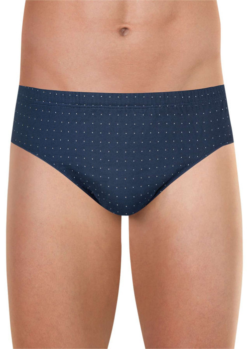 Slip en coton bleu marine avec un imprimé à pois blancs et une coupe fermée
