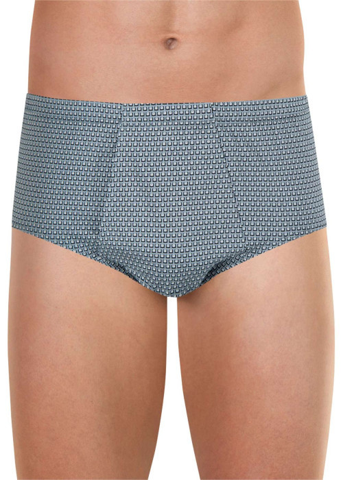 Slip en coton gris clair avec un imprimé géométrique et une coupe ouverte