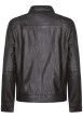 Thumbnail Blouson en cuir noir uni avec une coupe droite et un col rond - Image 2