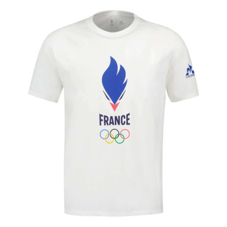 T-shirt en coton blanc uni avec un col rond et...