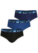 Thumbnail Lot de 3 slips en coton bleus unis à coupe fermée et taille élastiquée