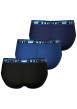 Thumbnail Lot de 3 slips en coton bleus unis à coupe fermée et taille élastiquée - Image 2