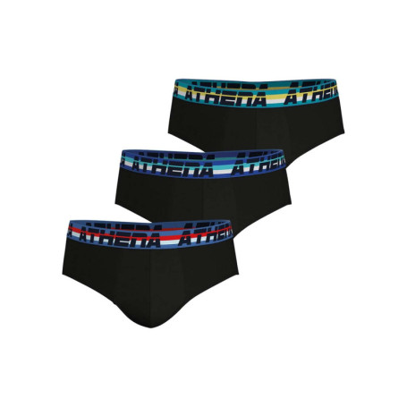 Lot de 3 slips en coton noirs unis à coupe...