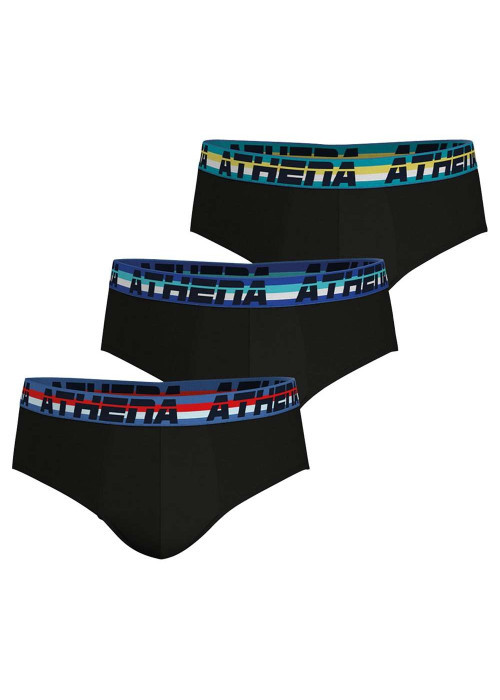 Lot de 3 slips en coton noirs unis à coupe fermée et taille élastiquée