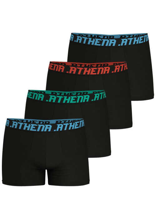 Lot de 4 boxers en coton noirs unis à coupe fermée et taille élastiquée