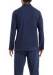Thumbnail Pyjama long en coton marine imprimé feuille à coupe droite et col cranté - Image 2