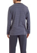 Thumbnail Pyjama long en coton parme rayé avec une coupe droite et un col V - Image 2