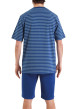 Thumbnail Pyjama court en coton bleu nuit rayé avec une coupe droite et un col rond - Image 2