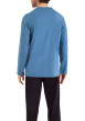 Thumbnail Pyjama long en coton bleu et noir uni avec un col rond et des manches longues - Image 2