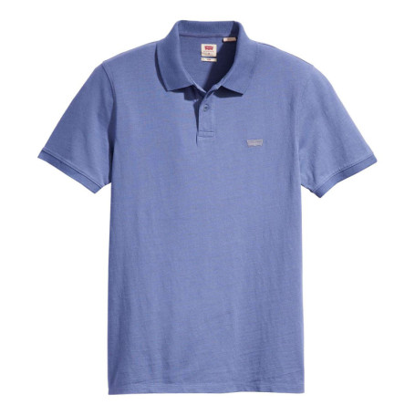 Polo en coton marine chiné avec une coupe...