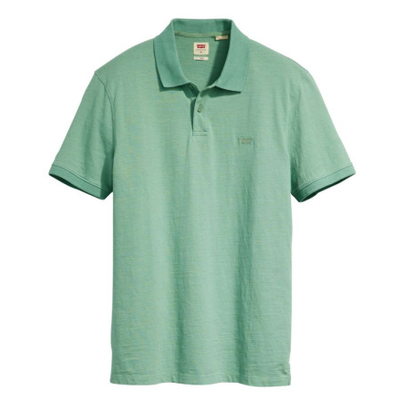 Polo en coton vert chiné avec une coupe droite...