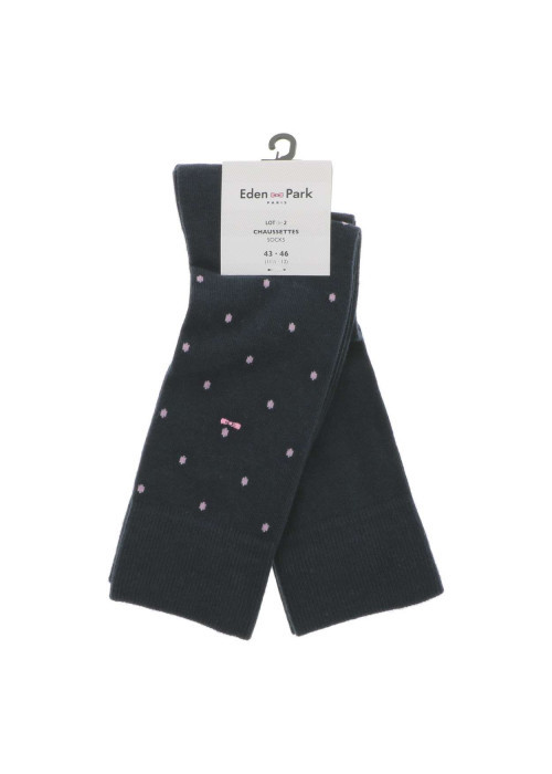 Lot de 2 paires de chaussettes hautes en coton mélangé nuit à pois roses