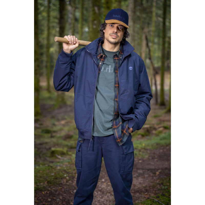 Timberland - Pantalon Cargo En Coton Marine Uni Avec Un Patch D'authenticité - Marine Timberland - Pantalon Cargo En Coton Marine Uni Avec Un Patch D'authenticité - Marine