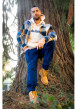 Thumbnail Pantalon cargo en coton marine uni avec un patch d'authenticité - Image 8