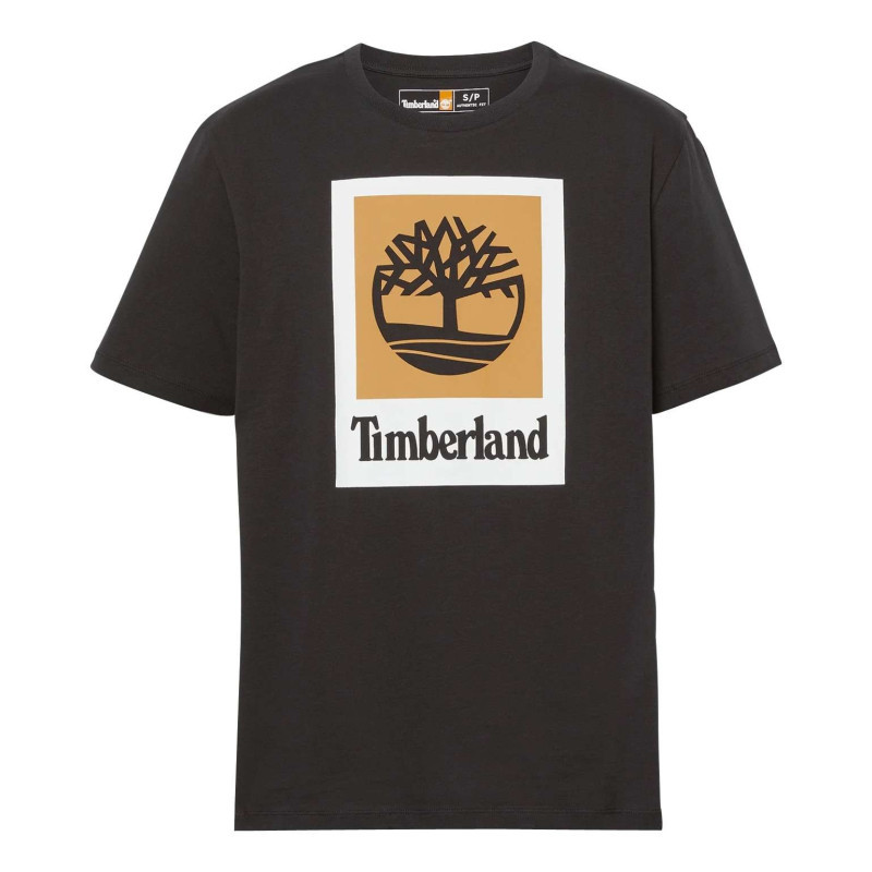 Timberland - T-shirt En Coton Noir Avec Logo Iconique Imprimé Et Une Coupe Droite - Noir