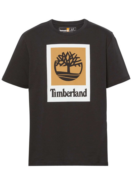 T-shirt en coton noir avec logo iconique imprimé et une coupe droite