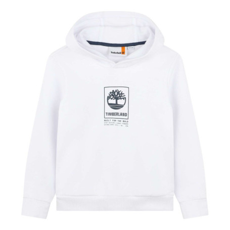 Sweat à capuche en coton mélangé blanc uni avec...