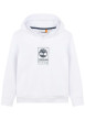 Thumbnail Sweat à capuche en coton mélangé blanc uni avec une coupe droite
