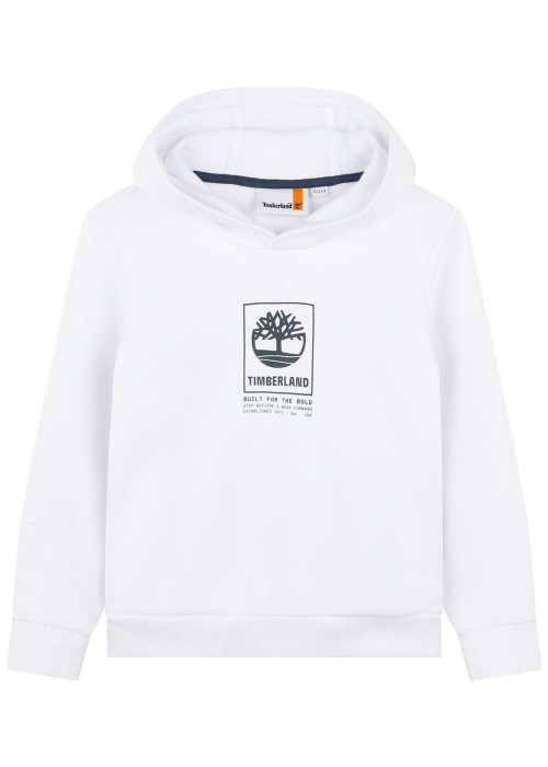 Sweat à capuche en coton mélangé blanc uni avec une coupe droite