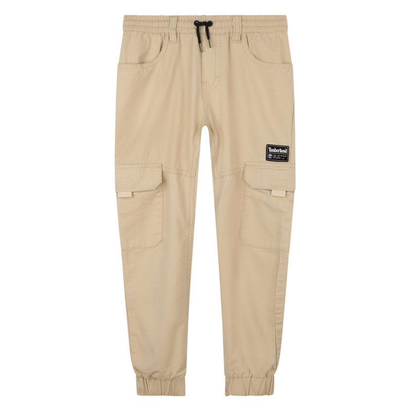 Timberland - Pantalon Cargo En Coton Beige Uni à Coupe Slim Et Aux Chevilles élastiquées - Beige