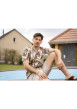 Thumbnail Chemise beige imprimé avec un col français et à manches courtes - Image 3