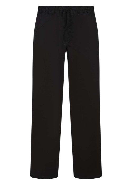 Pantalon en coton noir uni avec une coupe regular fit et une taille élastiquée