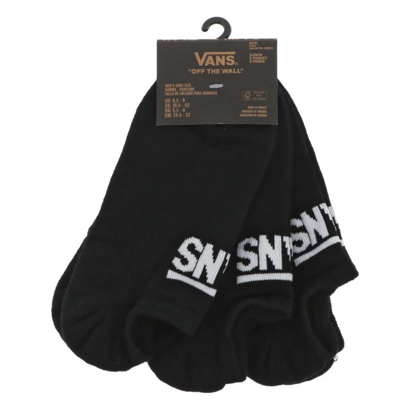 Vans - Lot De 3 Paires De Socquettes En Coton Mélangé Noires Unies Avec Logo Vans - Noires