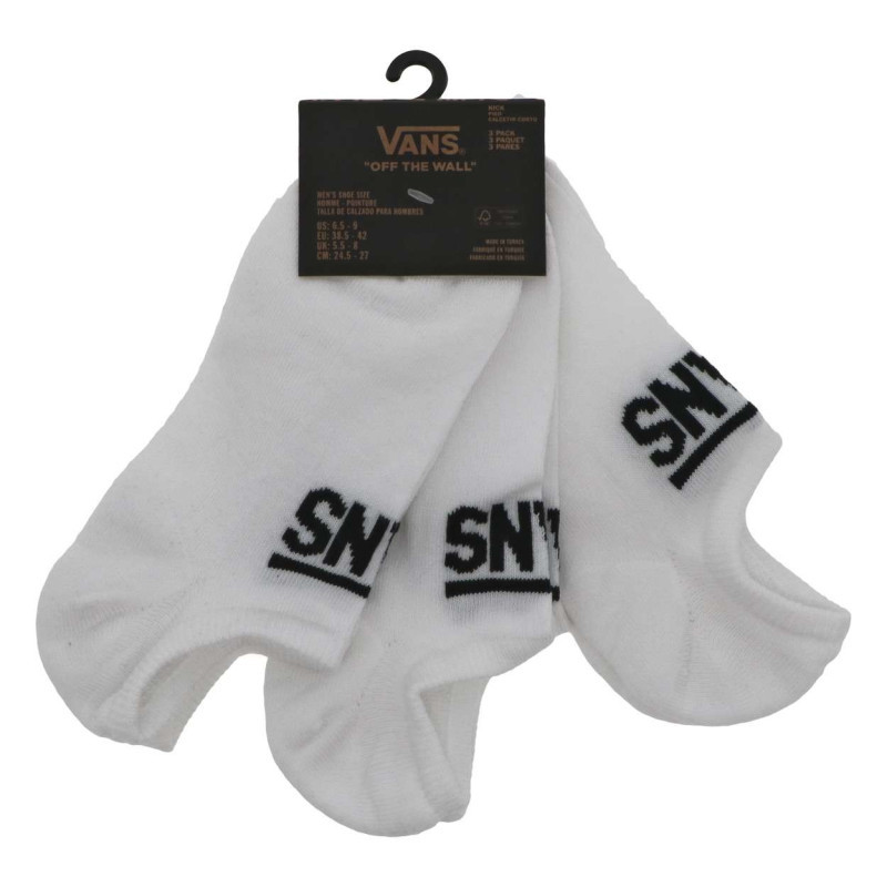 Vans - Lot De 3 Paires De Socquettes En Coton Mélangé Blanches Unies Avec Logo Vans - Blanches