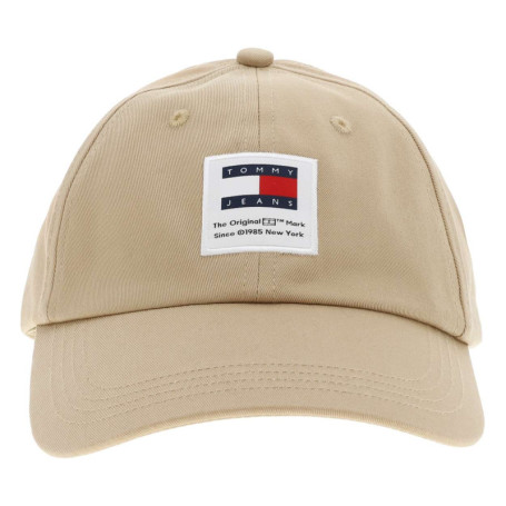 Casquette en coton beige unie avec le logo...