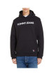 Thumbnail Sweat en coton noir uni coupe droite avec un col à capuche et étiquette - Image 3