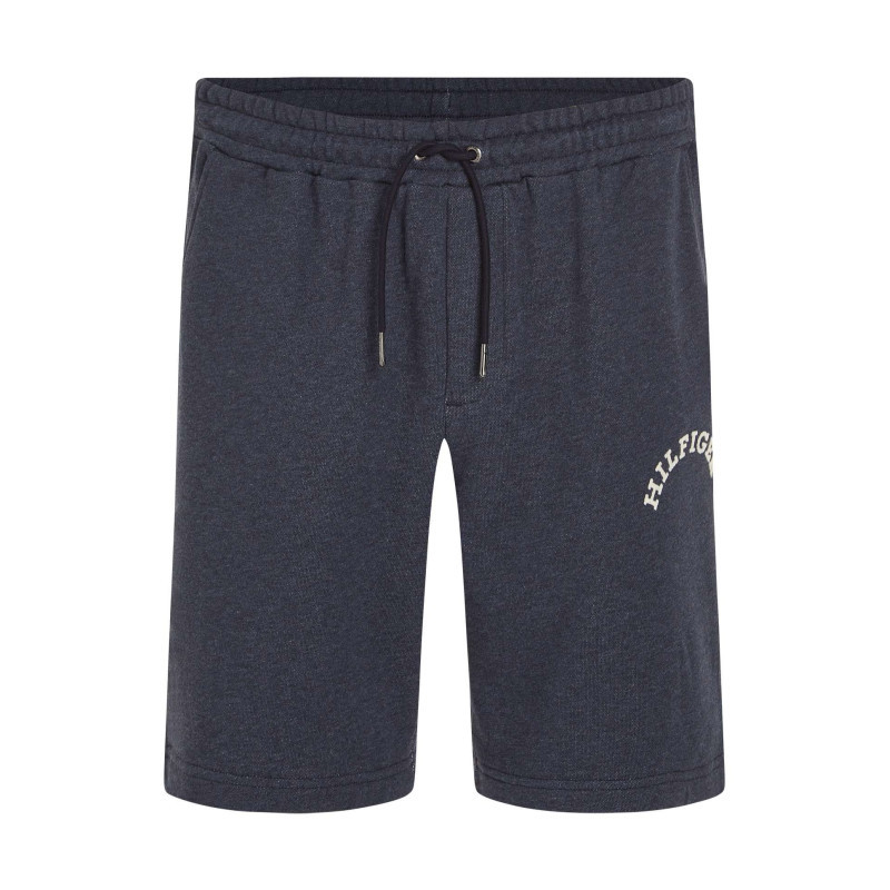 Tommy Hilfiger - Short Jogging En Coton Marine Uni Avec Une Coupe Droite Et Nom Floqué - Marine Tommy Hilfiger - Short Jogging En Coton Marine Uni Avec Une Coupe Droite Et Nom Floqué - Marine
