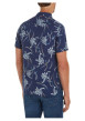 Thumbnail Chemise en lin marine fleurie avec une coupe slim et un col anglais - Image 3
