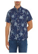 Thumbnail Chemise en lin marine fleurie avec une coupe slim et un col anglais - Image 6