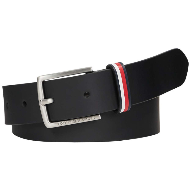 Tommy Hilfiger - Ceinture En Cuir Noire Unie Avec Une Finition Lisse - Noire