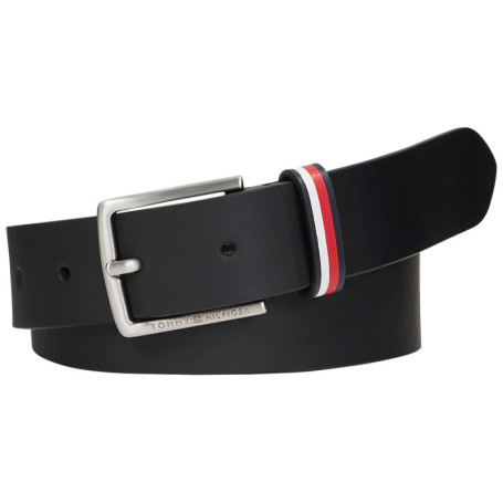 Ceinture en cuir noire unie avec une finition...