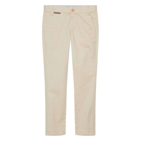 Pantalon chino en coton beige uni avec une...