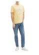 Thumbnail T-shirt en coton jaune chiné avec une coupe droite et un col rond - Image 3